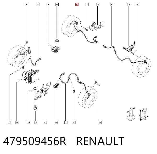 Датчик АБС задний 479509456R Renault (RVI)