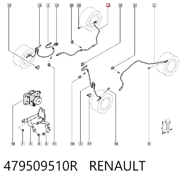 Датчик АБС задний правый 479509510R Renault (RVI)