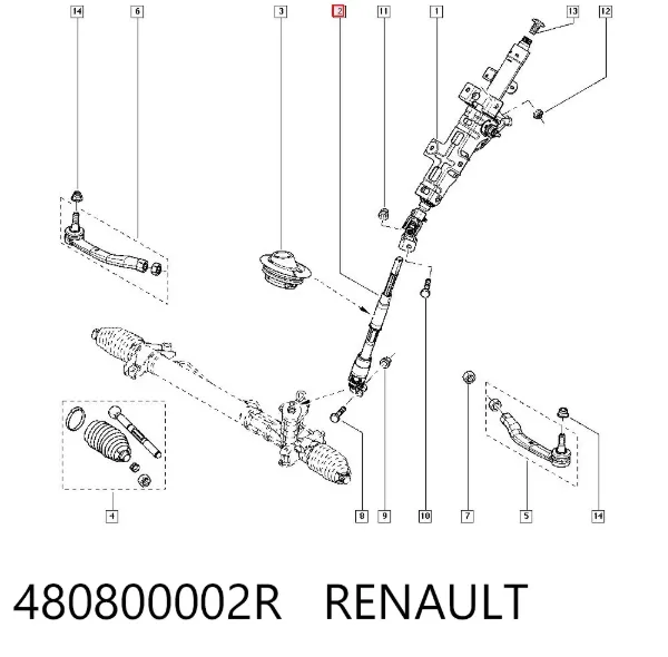 Вал рулевой колонки 480800002R Renault (RVI)