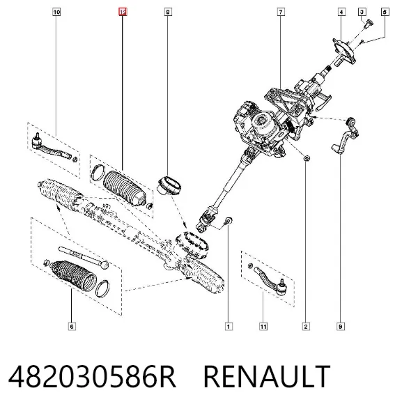 Пыльник рулевой рейки 482030586R Renault (RVI)