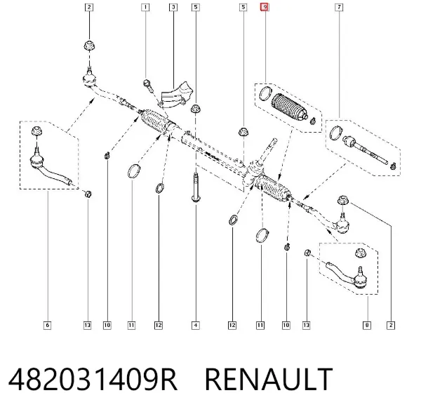 Пыльник рулевой рейки 482031409R Renault (RVI)