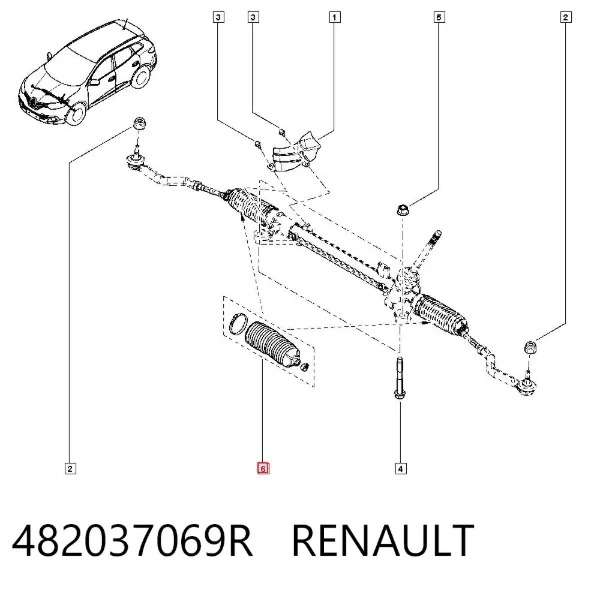 Пыльник рулевой рейки 482037069R Renault (RVI)