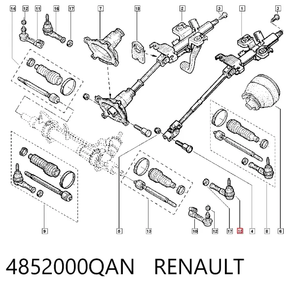 Рулевой наконечник 4852000QAN Renault (RVI)