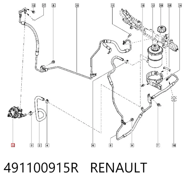 Насос ГУР 491100915R Renault (RVI)