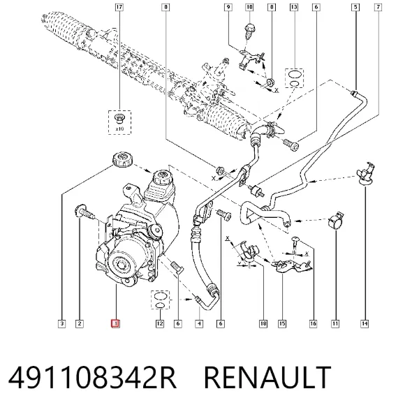 Насос ГУР 491108342R Renault (RVI)