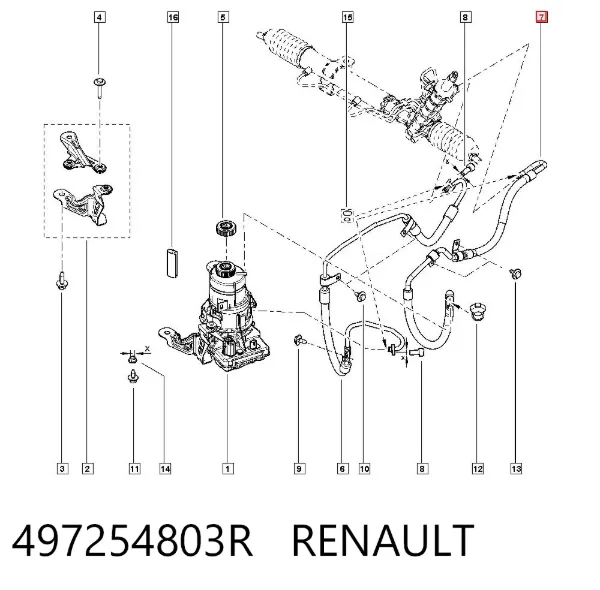 Шланг ГУР от рейки к бачку 497254803R Renault (RVI)