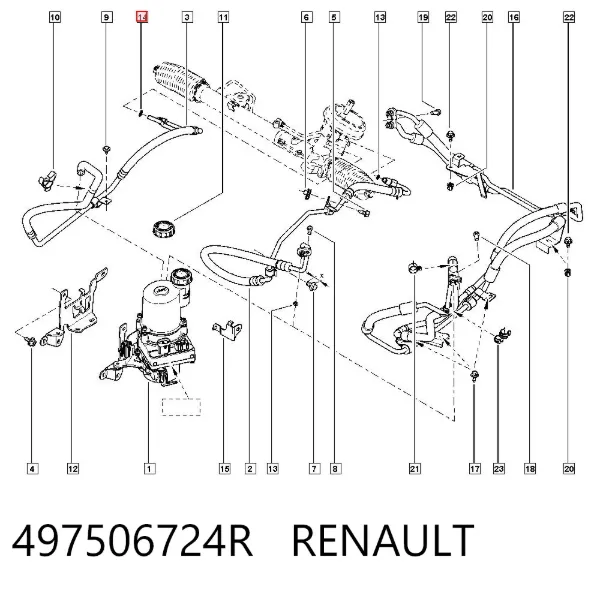 Уплотнительное кольцо штуцеров рулевой рейки 497506724R Renault (RVI)