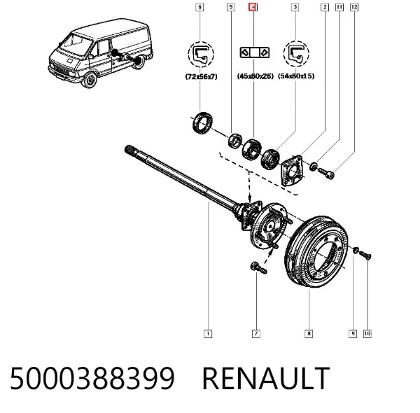 Подшипник задней ступицы 5000388399 Renault (RVI)