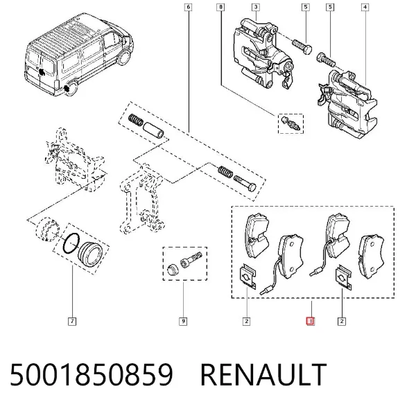 Задние тормозные колодки 5001850859 Renault (RVI)