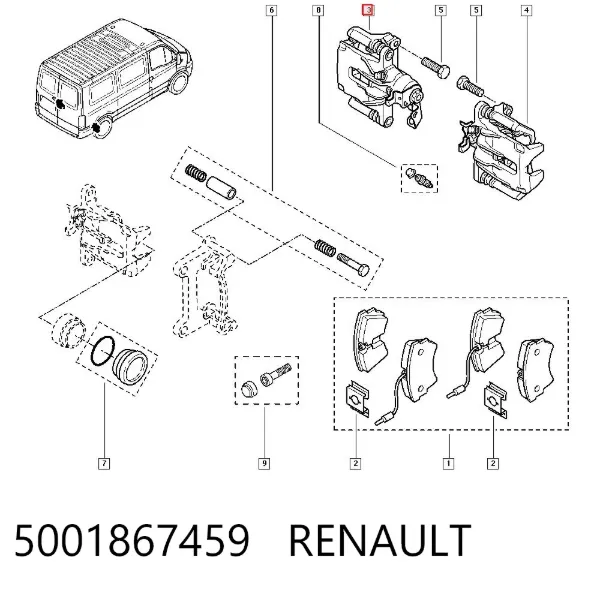 Суппорт задний левый 5001867459 Renault (RVI)