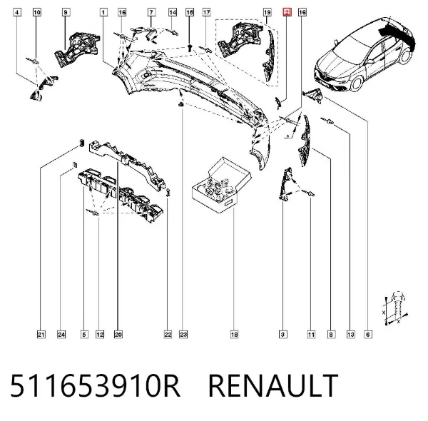 Заглушка бампера буксировочного крюка задняя 511653910R Renault (RVI)
