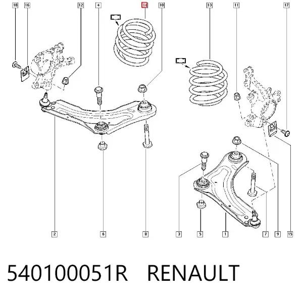 Передняя пружина 540100051R Renault (RVI)