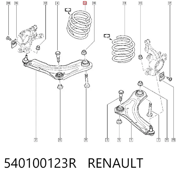 Передняя пружина 540100123R Renault (RVI)