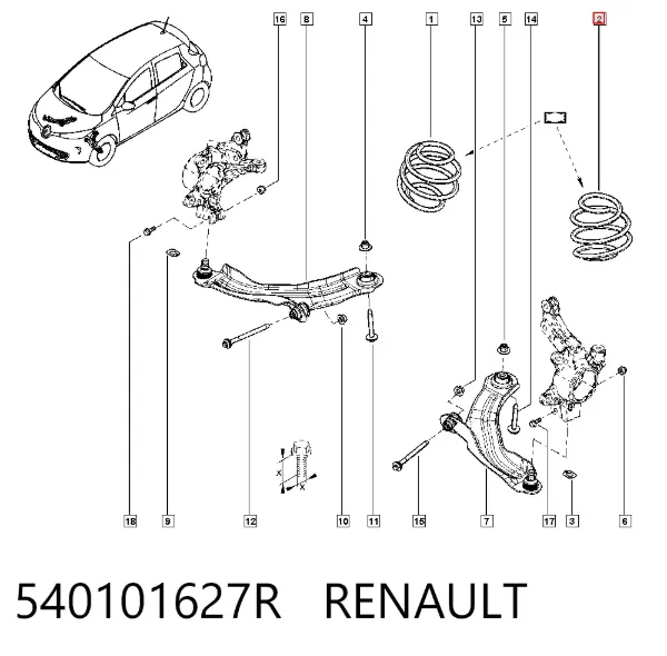 Передняя пружина 540101627R Renault (RVI)