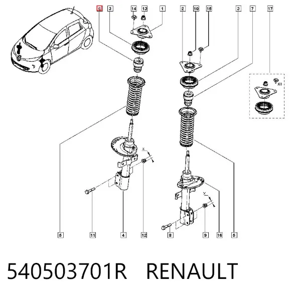 Буфер (отбойник) амортизатора переднего 540503701R Renault (RVI)
