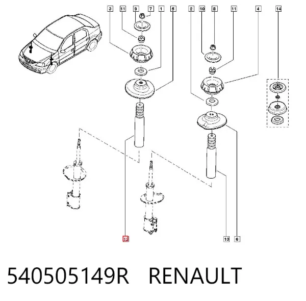 Буфер (отбойник) амортизатора переднего + пыльник 540505149R Renault (RVI)