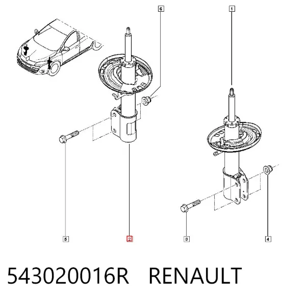 Амортизатор передний 543020016R Renault (RVI)