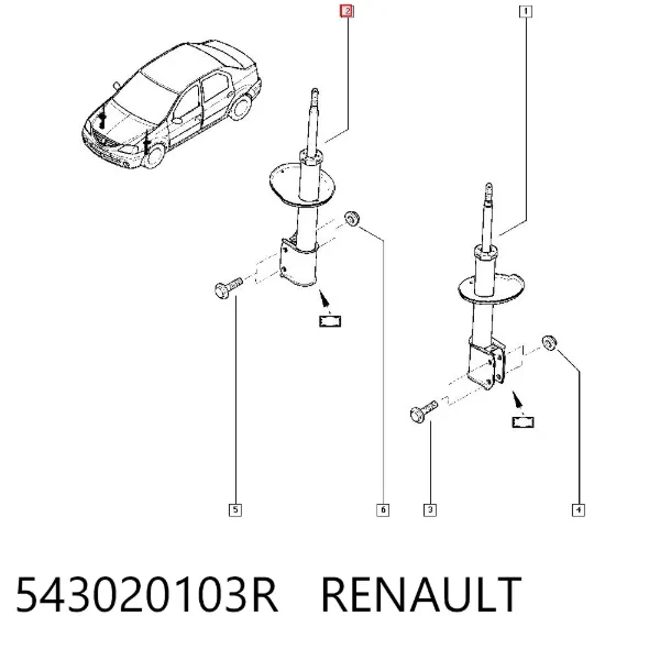 Амортизатор передний 543020103R Renault (RVI)