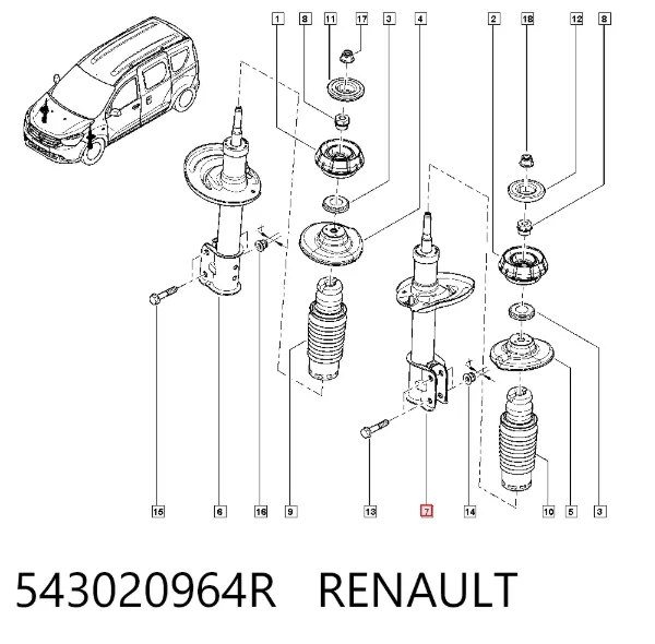 Амортизатор передний 543020964R Renault (RVI)