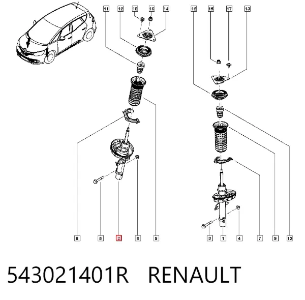 Амортизатор передний 543021401R Renault (RVI)