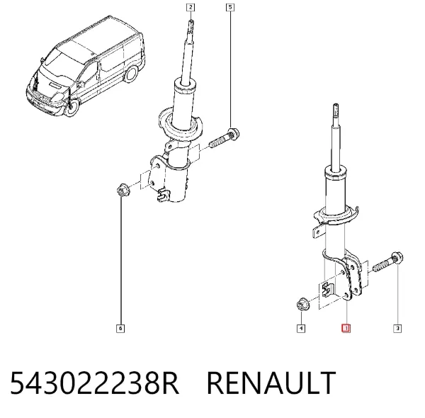 Амортизатор передний 543022238R Renault (RVI)