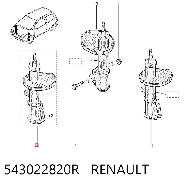 Амортизатор передний левый 543022820R Renault (RVI)