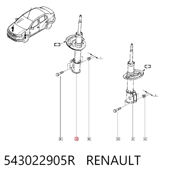 Амортизатор передний 543022905R Renault (RVI)