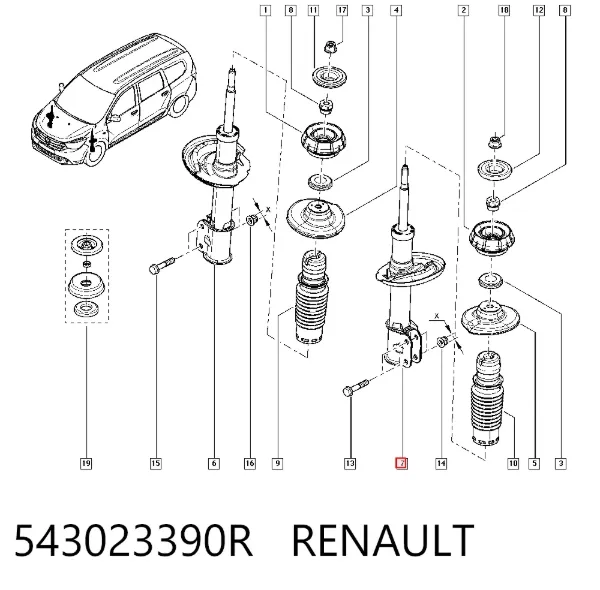 Амортизатор передний 543023390R Renault (RVI)