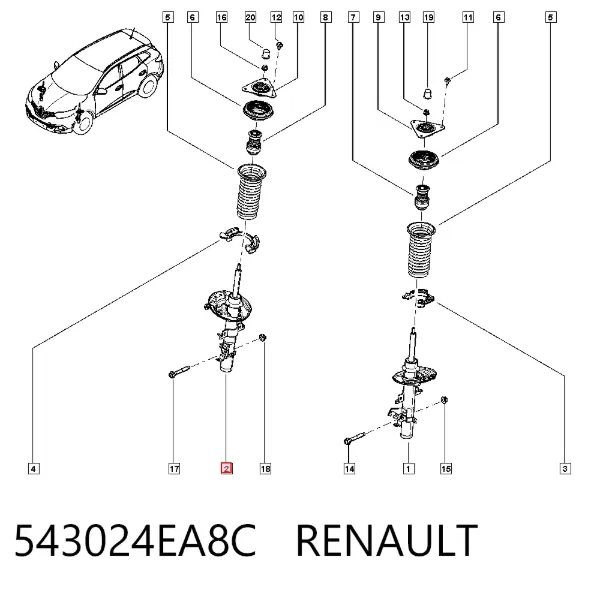 Амортизатор передний правый 543024EA8C Renault (RVI)