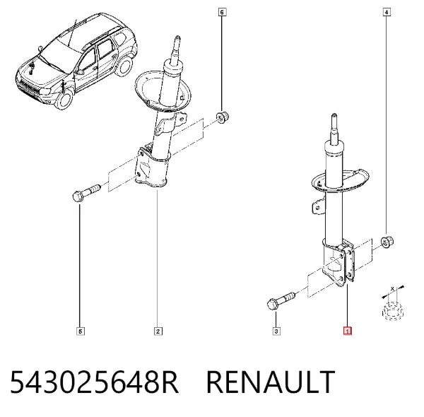 Амортизатор передний 543025648R Renault (RVI)