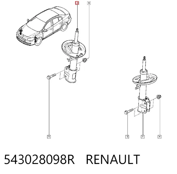 Амортизатор передний 543028098R Renault (RVI)