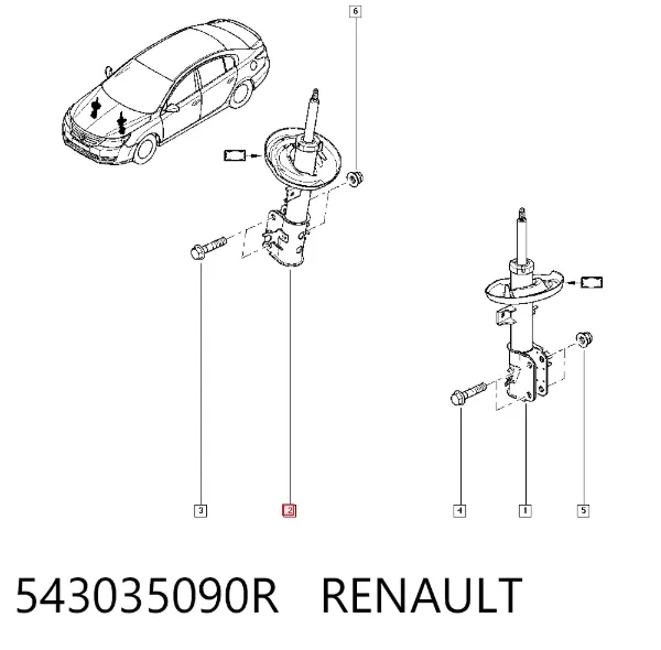 Амортизатор передний правый 543035090R Renault (RVI)