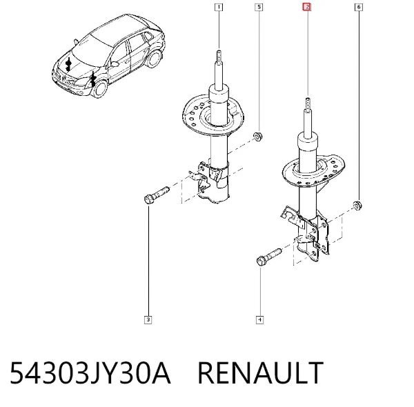 Амортизатор передний левый 54303JY30A Renault (RVI)
