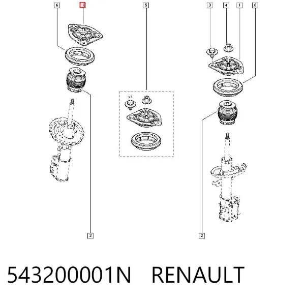 Опора переднего амортизатора 543200001N Renault (RVI)