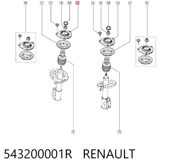 Опора переднего амортизатора 543200001R Renault (RVI)