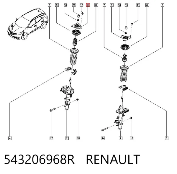 Опора переднего амортизатора 543206968R Renault (RVI)