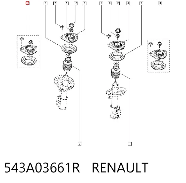 Опора переднего амортизатора 543A03661R Renault (RVI)