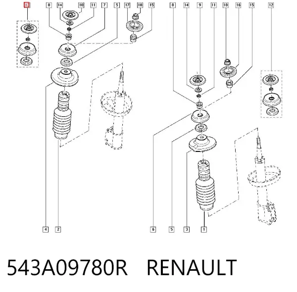 Опора переднего амортизатора 543A09780R Renault (RVI)