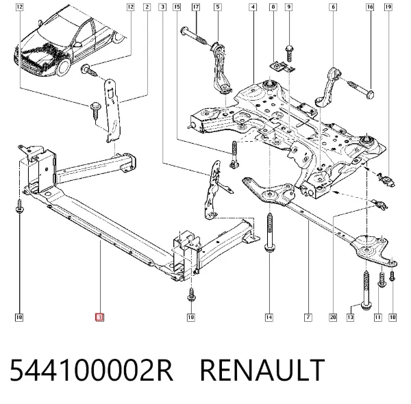 Балка передней подвески (подрамник) передняя 544100002R Renault (RVI)