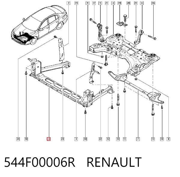 Балка передней подвески (подрамник) передняя 544F00006R Renault (RVI)
