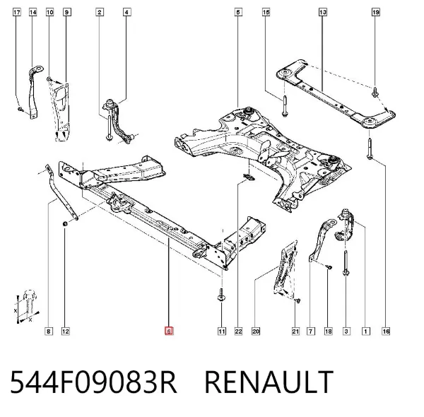 Балка передней подвески (подрамник) передняя 544F09083R Renault (RVI)