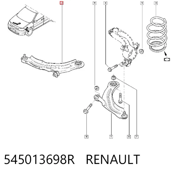 Рычаг передней подвески левый 545013698R Renault (RVI)