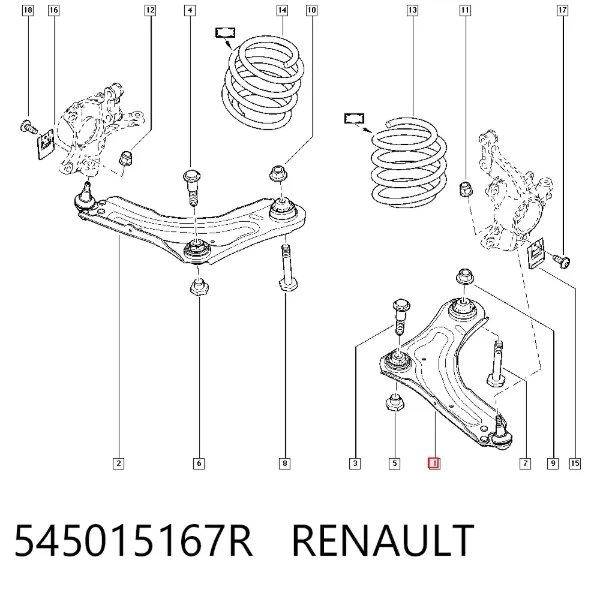 Рычаг передней подвески левый 545015167R Renault (RVI)