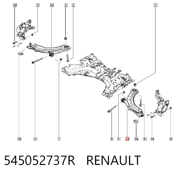 Рычаг передней подвески левый 545052737R Renault (RVI)