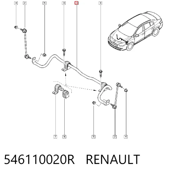 Стабилизатор задний 546110020R Renault (RVI)