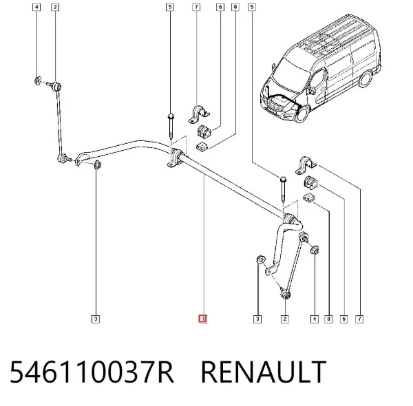Передний стабилизатор 546110037R Renault (RVI)