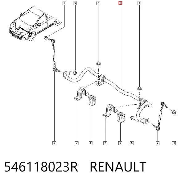 Передний стабилизатор 546118023R Renault (RVI)