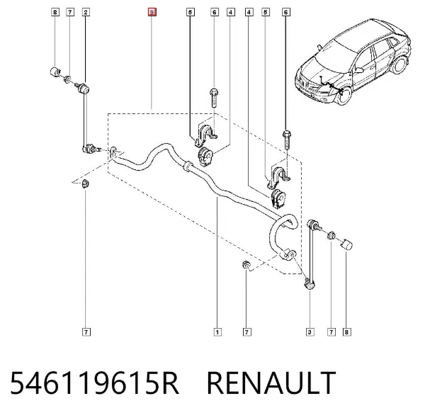 Передний стабилизатор 546119615R Renault (RVI)
