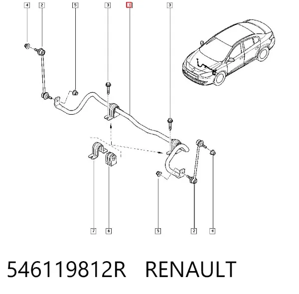 Передний стабилизатор 546119812R Renault (RVI)