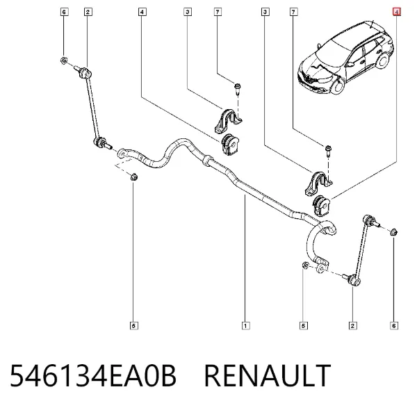 Втулка стабилизатора переднего 546134EA0B Renault (RVI)